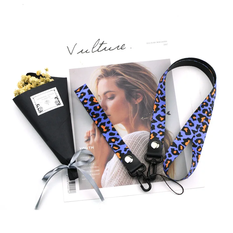 Leopard Phone Neck Straps Lanyard For Keys Cheetah ID Badge Phone Neck Phone Straps with Keyring For Smart Cellphone ID Card