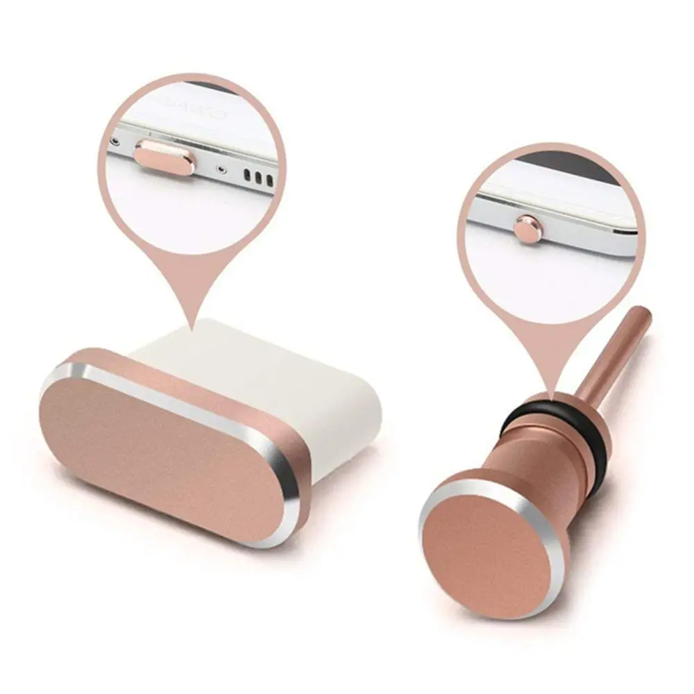 2Pcs/set Metal Type-C Charging Port Anti-Dust 3.5mm Earphone Jack Dust Plug For Samsung Huawei Xiaomi Smart Phone Accessories - Image 6