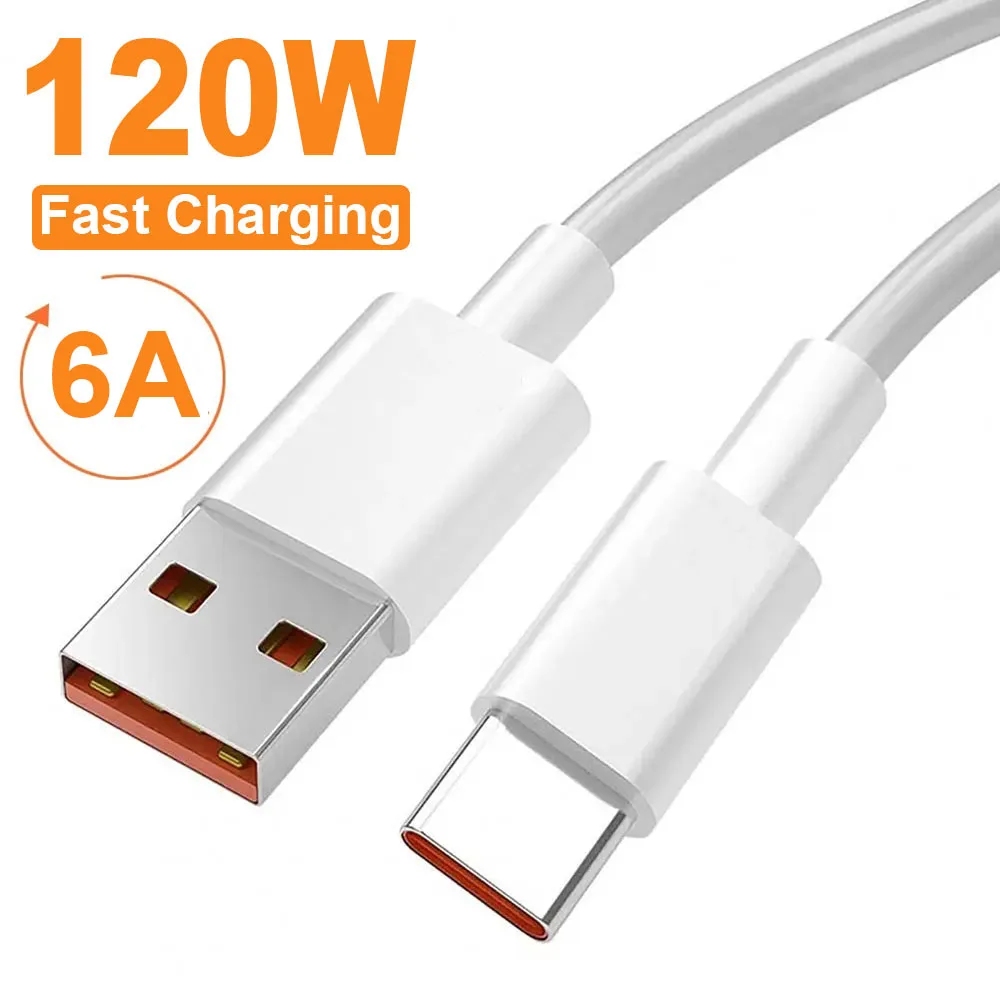6A 120W Type C Super Fast Charging Cable Adapter USB C Phone Charging Data Cord Copper Wire for Phone 13 Pro Smart Cell Phone