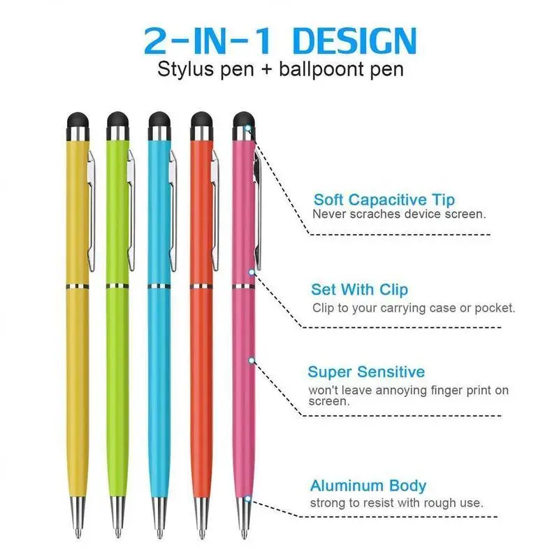 For IPhone/Android 1Pcs 2 In 1 Capacitive Stylus Pen Smart Tablet Phone Universal Drawing Pens All Capacitive Touch Screens Pen - Image 2