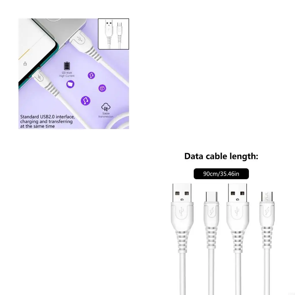 120W Charging Cable USB2.0 to USB C/Type C Charging Cord Wire for Tablets Phones