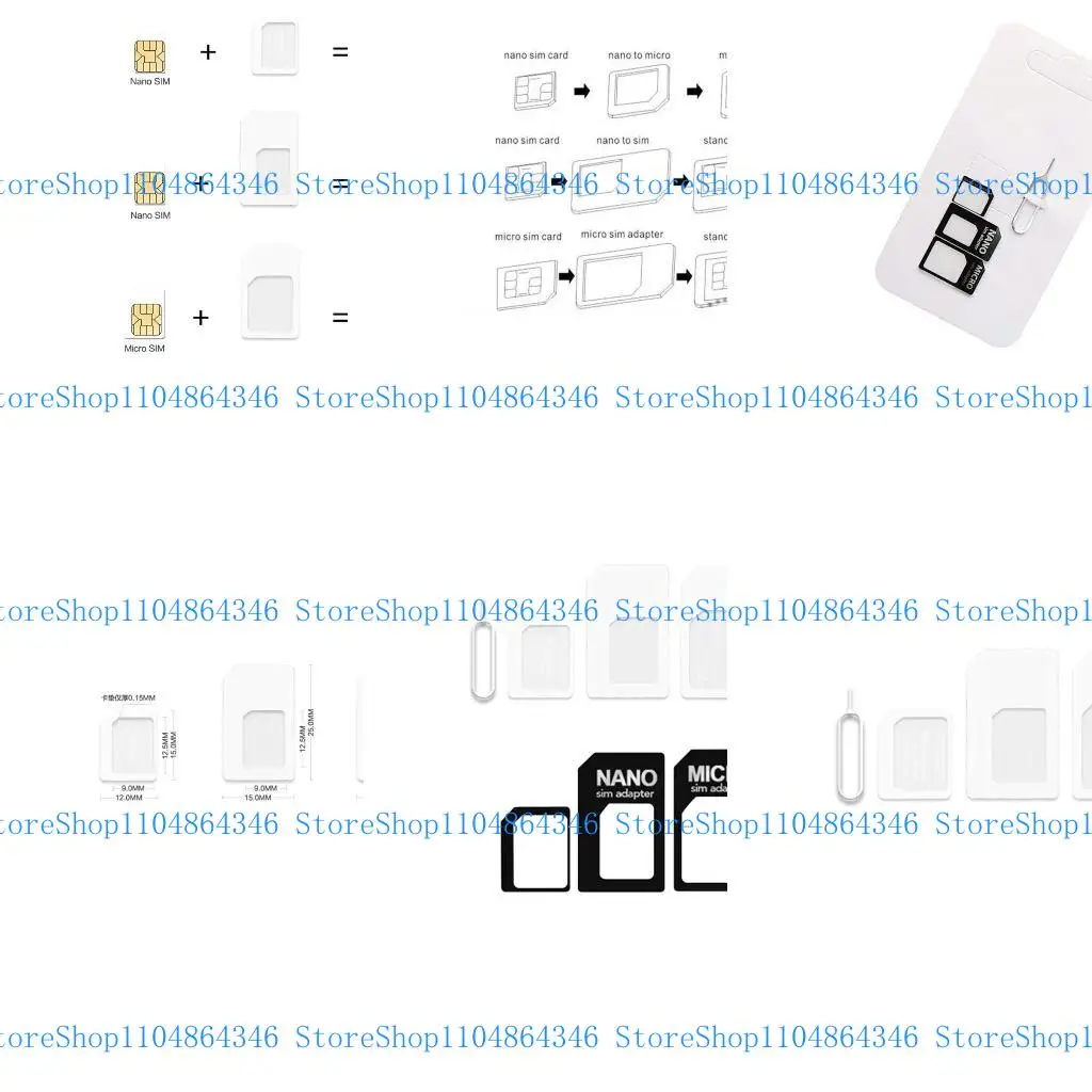 5asd 4 in 1 Convert for Nano Card to Micro Standard Adapter For Smart Phone 4G